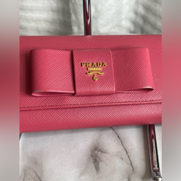 Prada saffiano fiocco portafoglio  pattina PEONIA long wallet - Picture 4 of 14